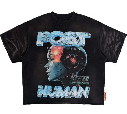 First POST HUMAN FULLY OPERATIONAL WASHED CROPPED TEE