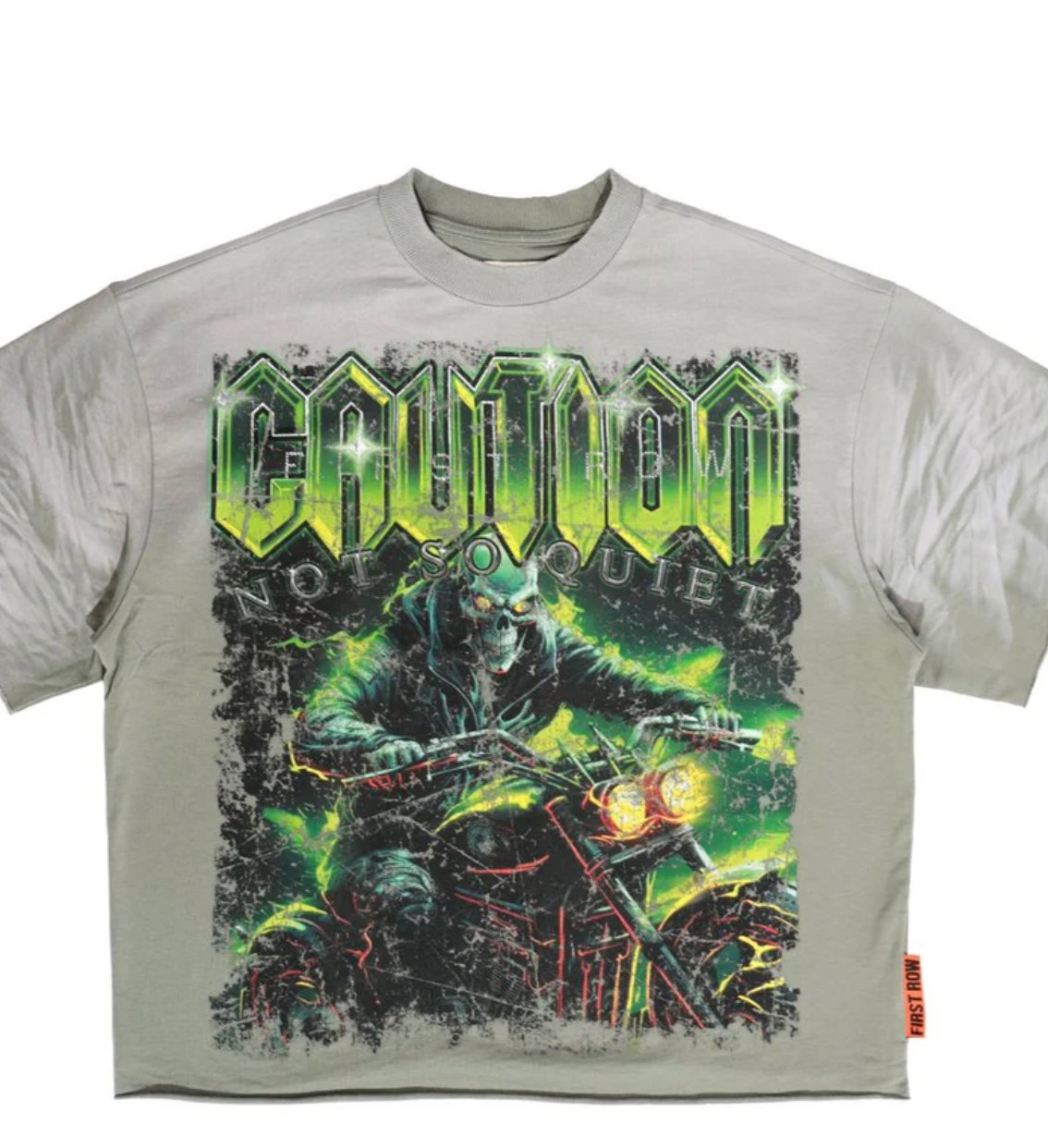 First Row -CAUTION NOT SO QUIET GHOST RIDER CROPPED TEE