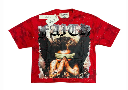 BKYS- "FAITH" F-TERRY CROPPED T-SHIRT
